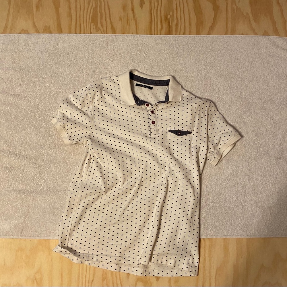 Men’s White Polo Shirt with black dots